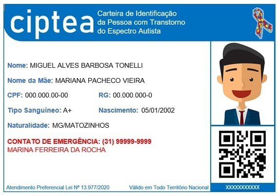 Exemplo de carteirinha CIPTEA